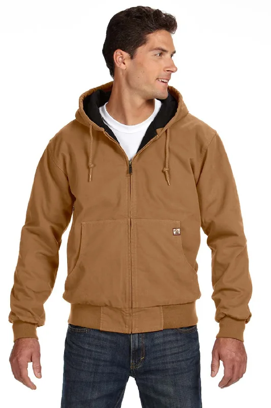 Dri Duck Mens Cheyenne Full Zip Hooded Sweatshirt Hoodie w/ Pockets - Saddle Brown