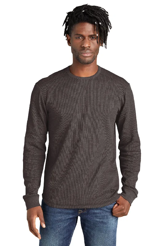 New Era Mens Thermal Crewneck Sweatshirt - Heather Black