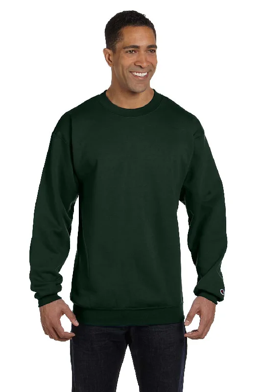 Champion Mens Double Dry Eco Moisture Wicking Fleece Crewneck Sweatshirt - Dark Green