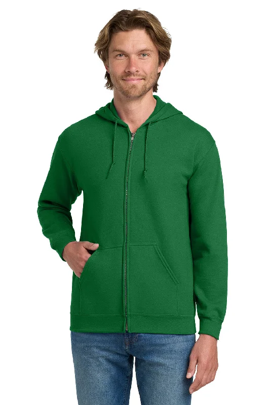 Gildan Mens Pill Resistant Full Zip Hooded Sweatshirt Hoodie w/ Pockets - Irish Green