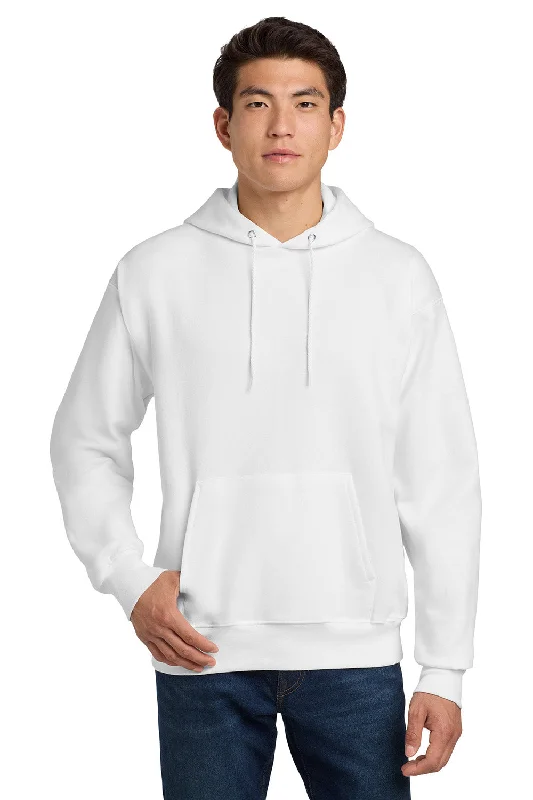 Hanes Mens Ultimate Cotton PrintPro XP Pill Resistant Hooded Sweatshirt Hoodie w/ Pouch Pocket - White