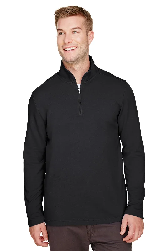 UltraClub Mens Coastal Performance Moisture Wicking Fleece 1/4 Zip Sweatshirt - Black - Closeout