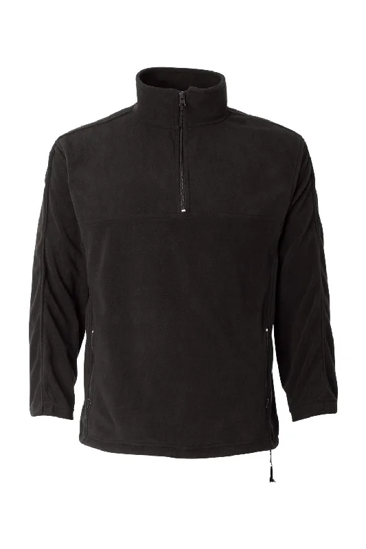 Sierra Pacific Mens Pill Resistant Microfleece 1/4 Zip Sweatshirt w/ Pockets - Onyx Black