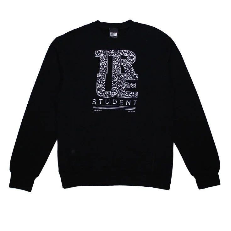 Mens True Student Crewneck Sweatshirt Black