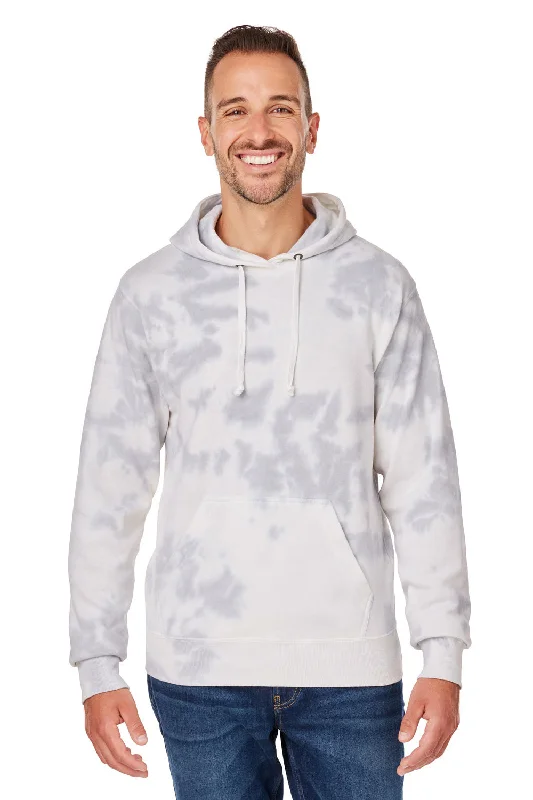 J America Mens Tie-Dye Hooded Sweatshirt Hoodie w/ Pouch Pocket - Grey