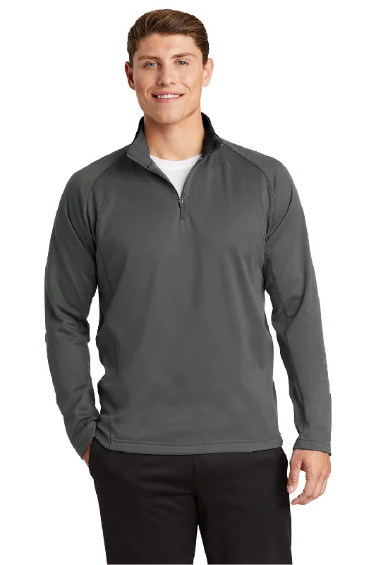 Sport-Tek Mens Sport-Wick Moisture Wicking Fleece 1/4 Zip Sweatshirt - Dark Smoke Grey/Black