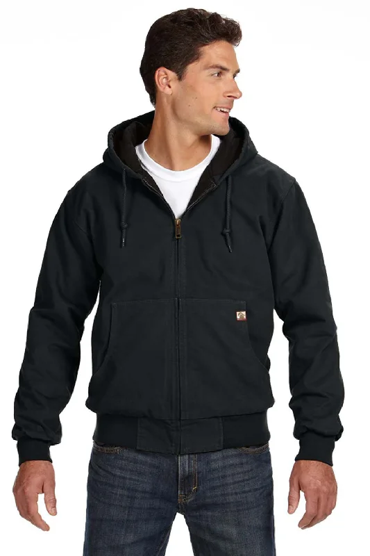 Dri Duck Mens Cheyenne Full Zip Hooded Sweatshirt Hoodie w/ Pockets - Black