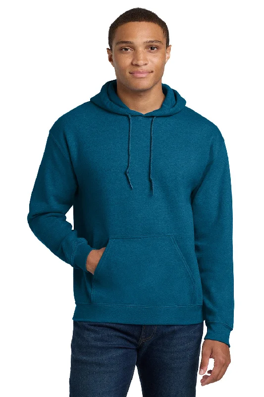 Gildan Mens Pill Resistant Hooded Sweatshirt Hoodie w/ Pouch Pocket - Antique Sapphire Blue