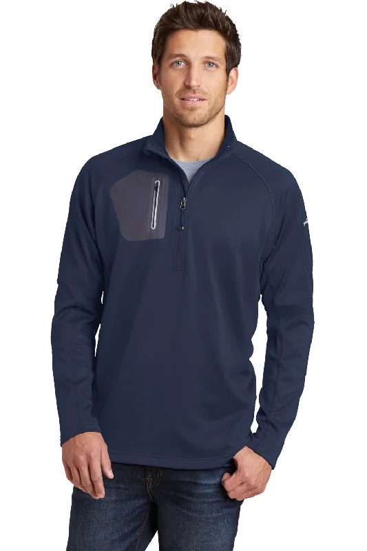 Eddie Bauer Mens Performance Fleece 1/4 Zip Sweatshirt w/ Pocket - River Navy Blue