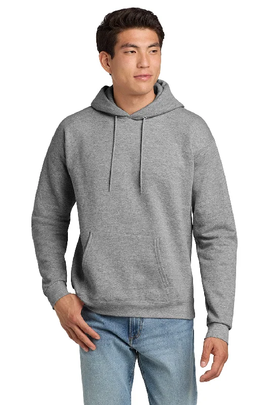 Hanes Mens EcoSmart Print Pro XP Pill Resistant Hooded Sweatshirt Hoodie w/ Pouch Pocket - Light Steel Grey