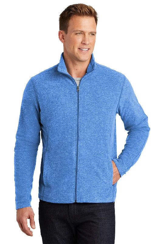 Port Authority Mens Heather Pill Resistant Microfleece Full Zip Sweatshirt - Heather Light Royal Blue