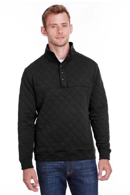 J America Mens Quilted 1/4 Snap Down Sweatshirt - Black