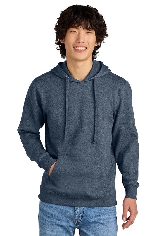 District Mens Very Important Fleece Hooded Sweatshirt Hoodie w/ Pouch Pocket - Heather Navy Blue