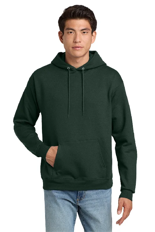 Hanes Mens EcoSmart Print Pro XP Pill Resistant Hooded Sweatshirt Hoodie w/ Pouch Pocket - Deep Forest Green