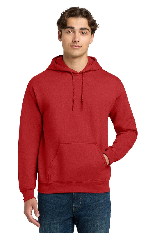 Gildan Mens DryBlend Moisture Wicking Hooded Sweatshirt Hoodie w/ Pouch Pocket - Red