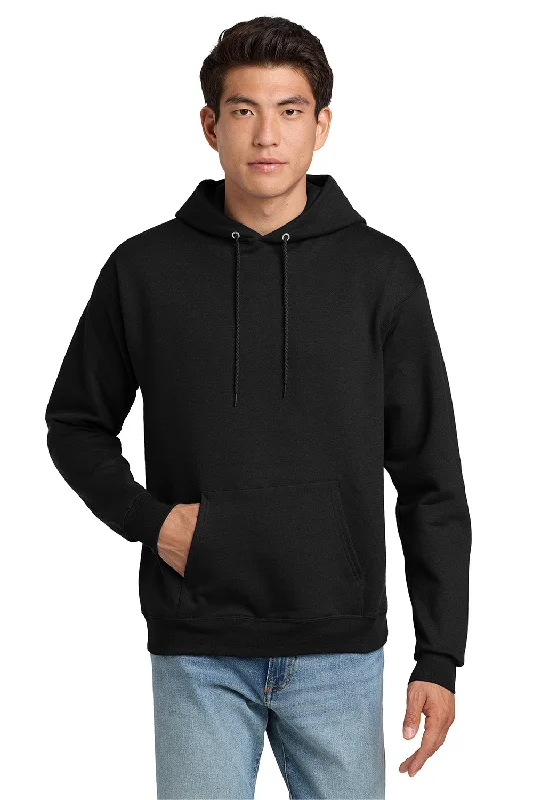 Hanes Mens EcoSmart Print Pro XP Pill Resistant Hooded Sweatshirt Hoodie w/ Pouch Pocket - Black