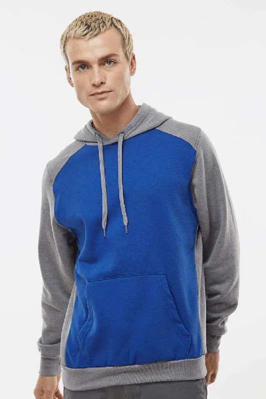 Augusta Sportswear Mens Eco Revive 3 Season Fleece Hooded Sweatshirt Hoodie w/ Pouch Pocket - Royal Blue/Heather Grey