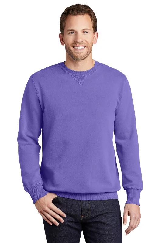 Port & Company Mens Beach Wash Fleece Crewneck Sweatshirt - Amethyst Purple