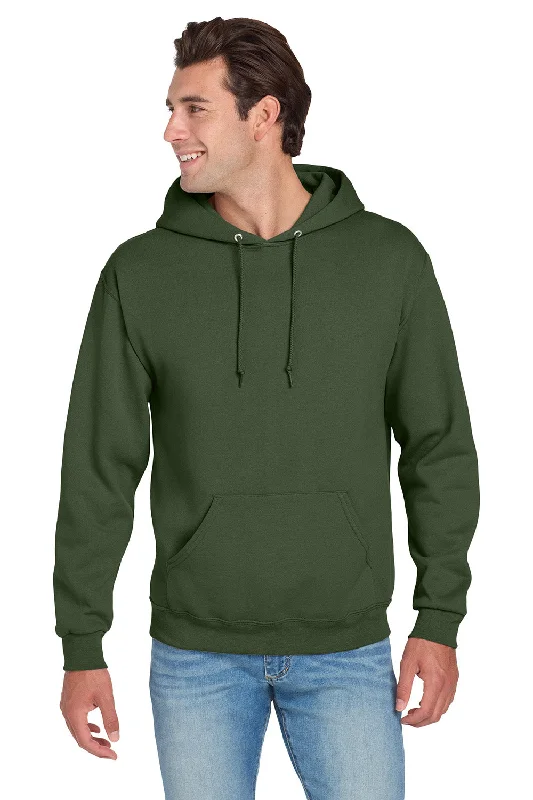 Jerzees Mens NuBlend Pill Resistant Fleece Hooded Sweatshirt Hoodie w/ Pouch Pocket - Military Green