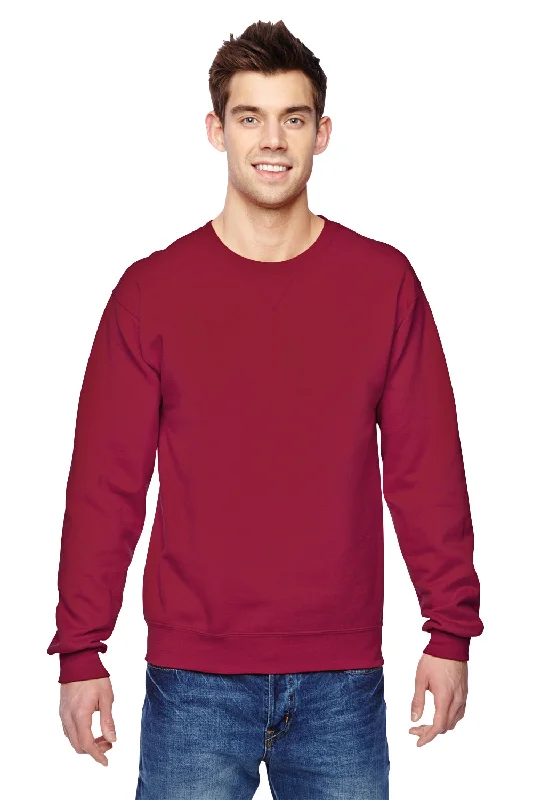 Fruit Of The Loom Mens Softspun Fleece Crewneck Sweatshirt - Cardinal Red - Closeout