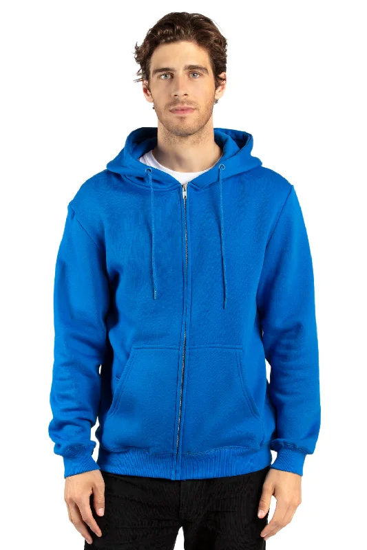 Threadfast Apparel Mens Ultimate Fleece Full Zip Hooded Sweatshirt Hoodie w/ Pockets - Royal Blue