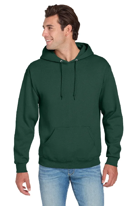 Jerzees Mens NuBlend Pill Resistant Fleece Hooded Sweatshirt Hoodie w/ Pouch Pocket - Forest Green