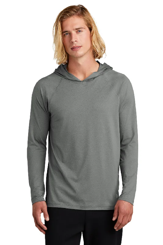 New Era Mens Power Moisture Wicking Long Sleeve Hooded T-Shirt Hoodie - Heather Shadow Grey