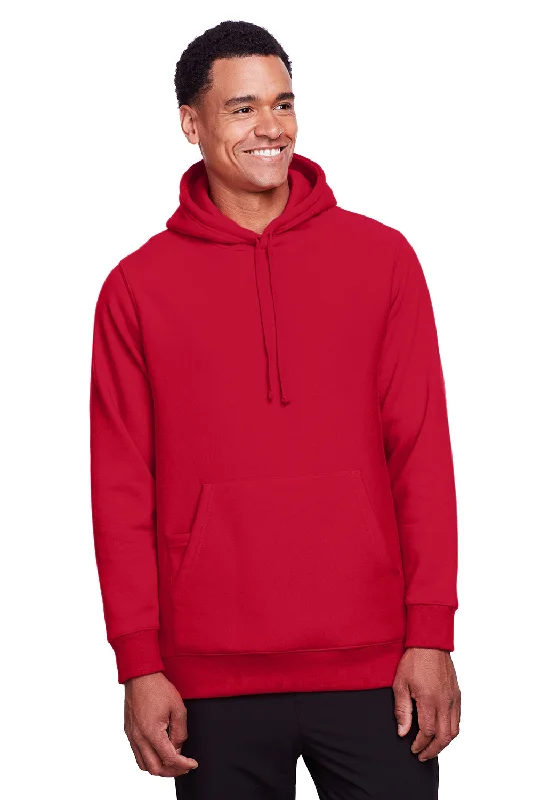 Team 365 Mens Zone HydroSport Fleece Water Resistant Hooded Sweatshirt Hoodie w/ Pouch Pocket - Red