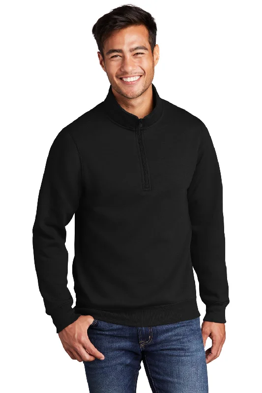 Port & Company Mens Core Fleece 1/4 Zip Sweatshirt - Jet Black