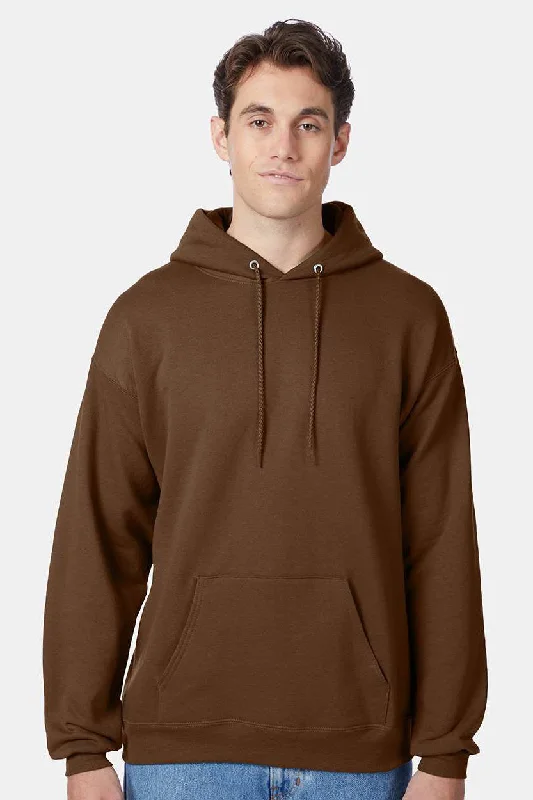 Hanes Mens EcoSmart Print Pro XP Pill Resistant Hooded Sweatshirt Hoodie w/ Pouch Pocket - Army Brown