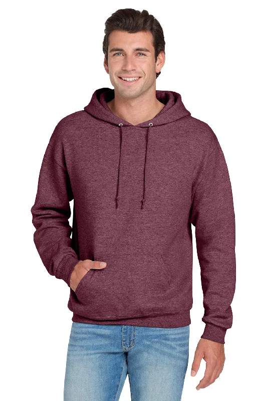 Jerzees Mens NuBlend Pill Resistant Fleece Hooded Sweatshirt Hoodie w/ Pouch Pocket - Vintage Heather Maroon