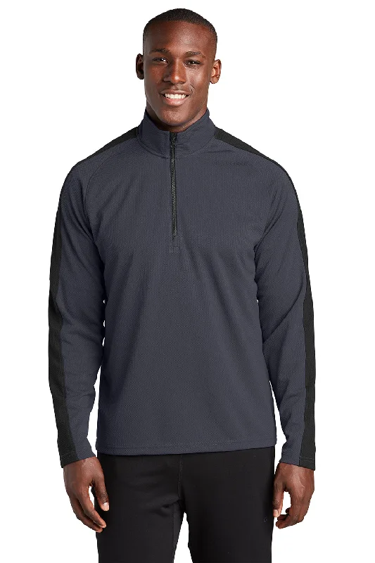 Sport-Tek Mens Sport-Wick Moisture Wicking 1/4 Zip Sweatshirt - Iron Grey/Black