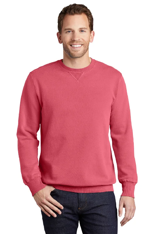 Port & Company Mens Beach Wash Fleece Crewneck Sweatshirt - Fruit Punch Pink