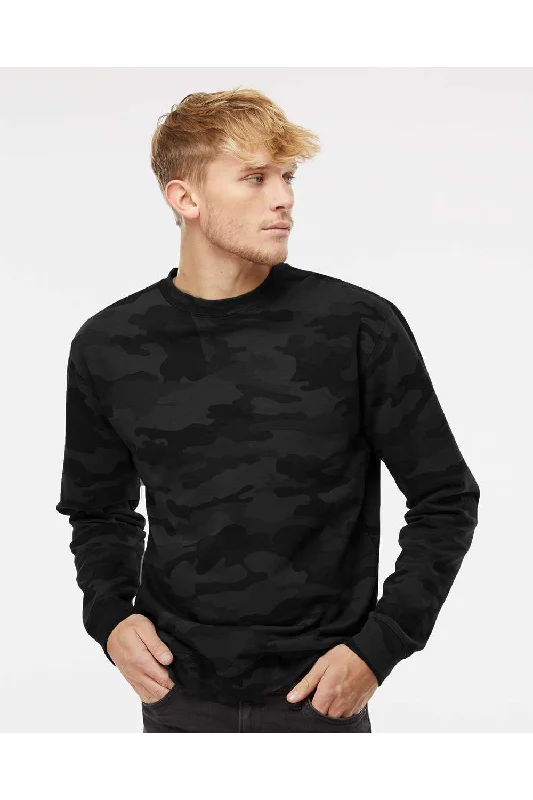 Independent Trading Co. Mens Crewneck Sweatshirt - Black Camo