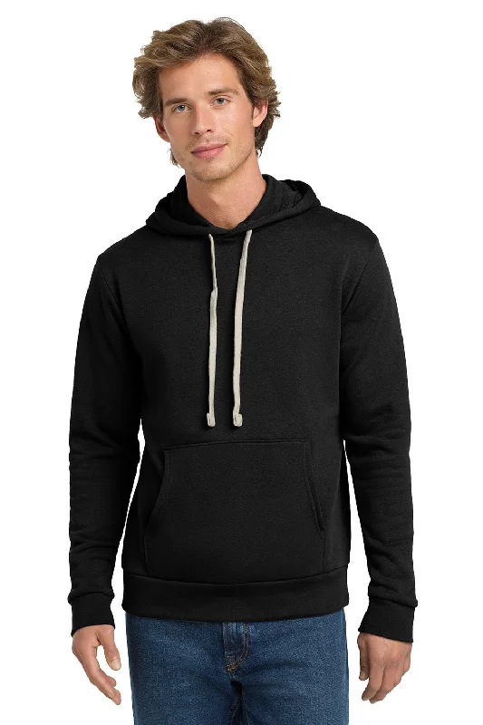 Next Level Mens Fleece Hooded Sweatshirt Hoodie w/ Pouch Pocket - Black