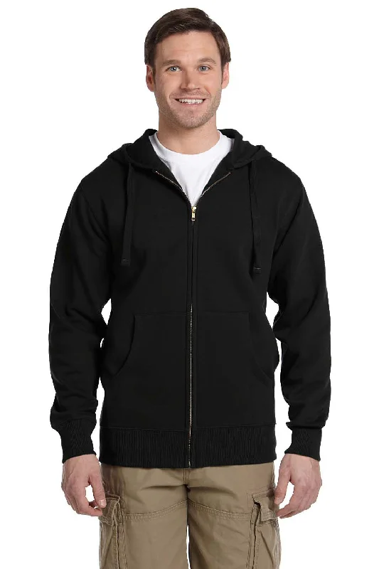 Econscious Mens Full Zip Hooded Sweatshirt Hoodie w/ Pockets - Black