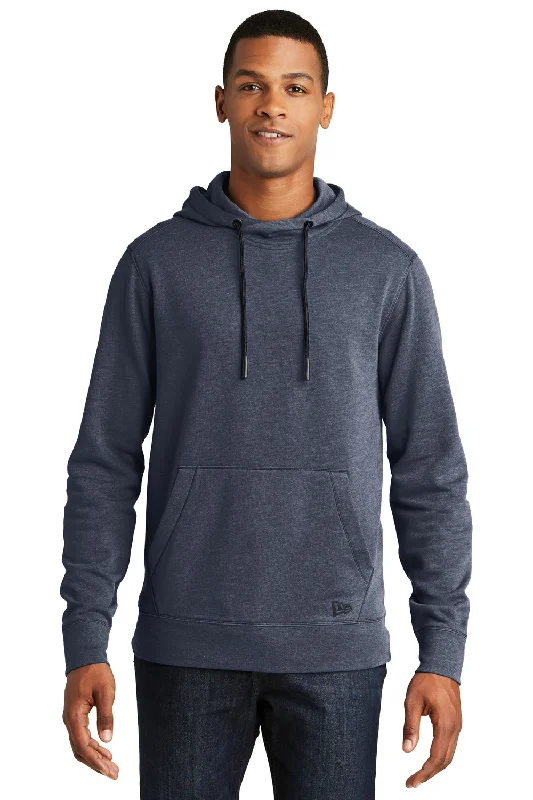 New Era Mens Fleece Hooded Sweatshirt Hoodie w/ Pouch Pocket - Heather Navy Blue