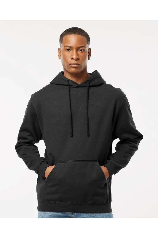 Tultex Mens Fleece Hooded Sweatshirt Hoodie w/ Pouch Pocket - Black