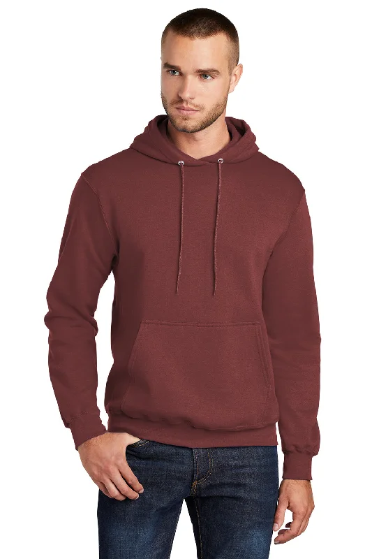 Port & Company Mens Core Pill Resistant Fleece Hooded Sweatshirt Hoodie w/ Pouch Pocket - Maroon