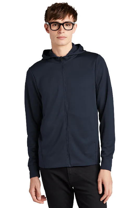 Mercer+Mettle Mens Double Knit Full Zip Hooded Sweatshirt Hoodie w/ Pockets - Night Navy Blue