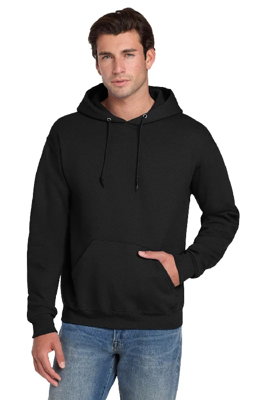 Jerzees Mens Super Sweats NuBlend Pill Resistant Fleece Hooded Sweatshirt Hoodie w/ Pouch Pocket - Black