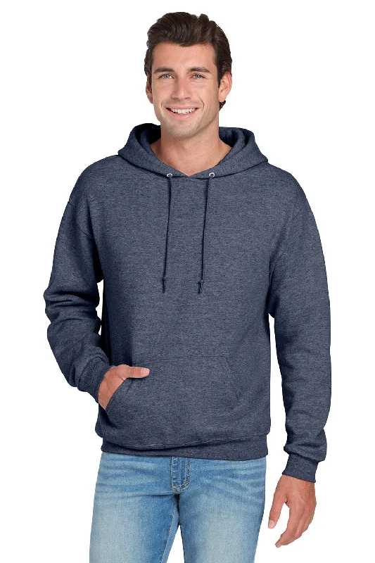 Jerzees Mens NuBlend Pill Resistant Fleece Hooded Sweatshirt Hoodie w/ Pouch Pocket - Vintage Heather Navy Blue