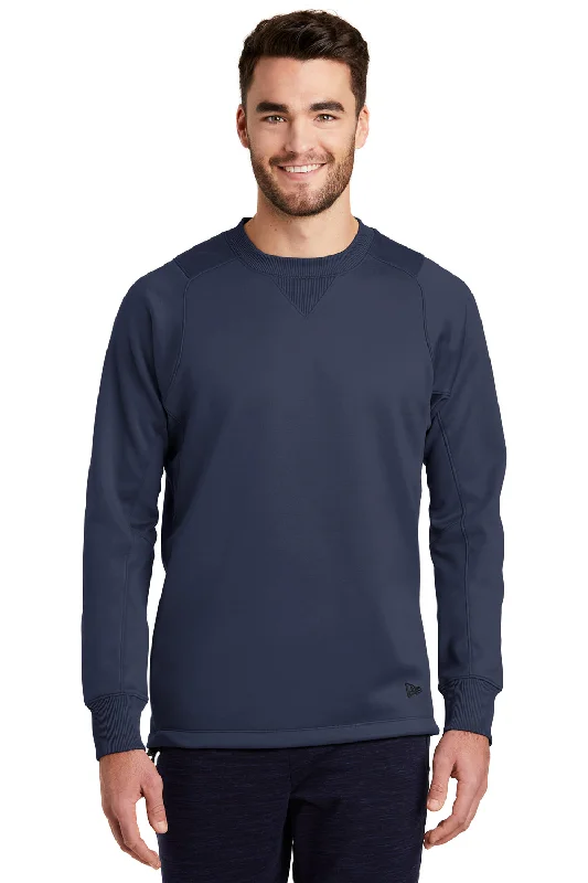 New Era Mens Venue Moisture Wicking Fleece Crewneck Sweatshirt - Navy Blue - Closeout