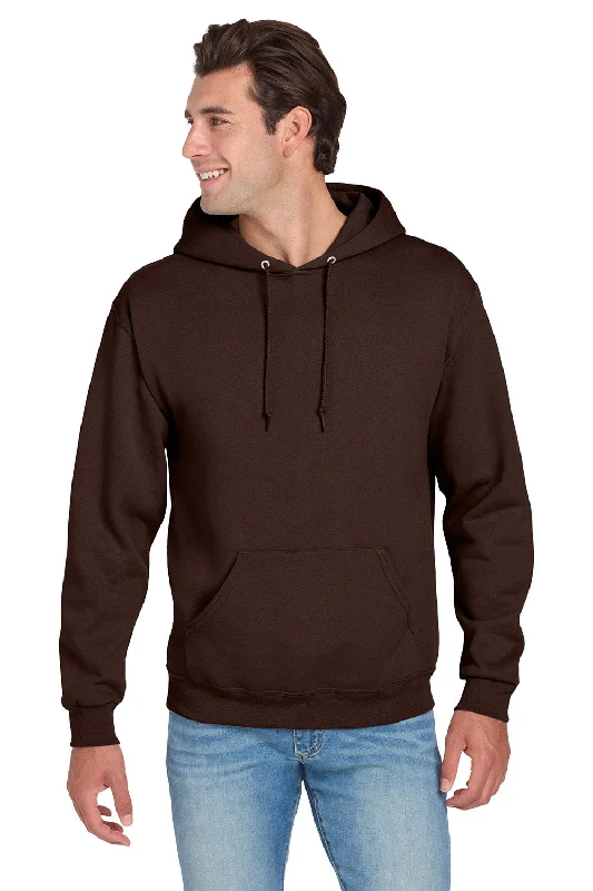 Jerzees Mens NuBlend Pill Resistant Fleece Hooded Sweatshirt Hoodie w/ Pouch Pocket - Chocolate Brown