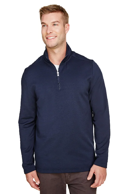 UltraClub Mens Coastal Performance Moisture Wicking Fleece 1/4 Zip Sweatshirt - Navy Blue - Closeout