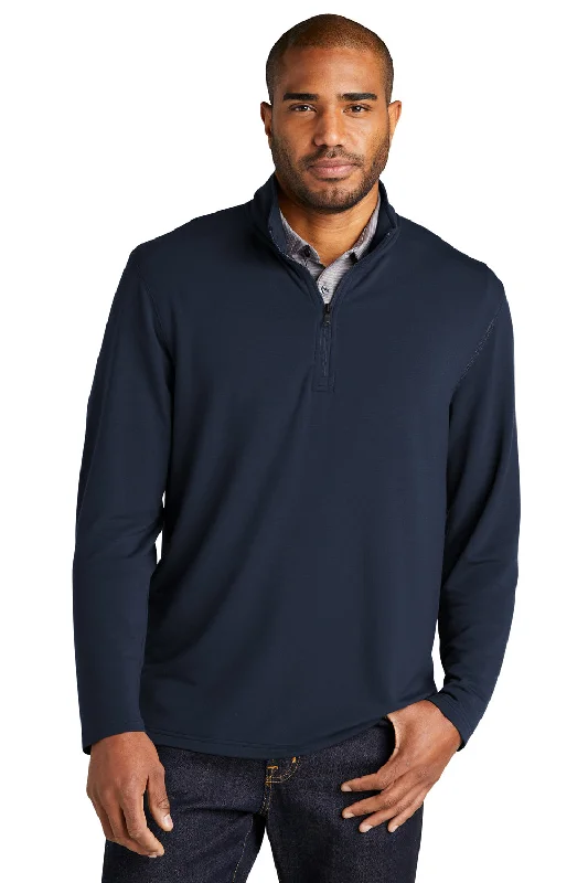 Port Authority Mens Microterry Snag Resistant 1/4 Zip Sweatshirt - River Navy Blue