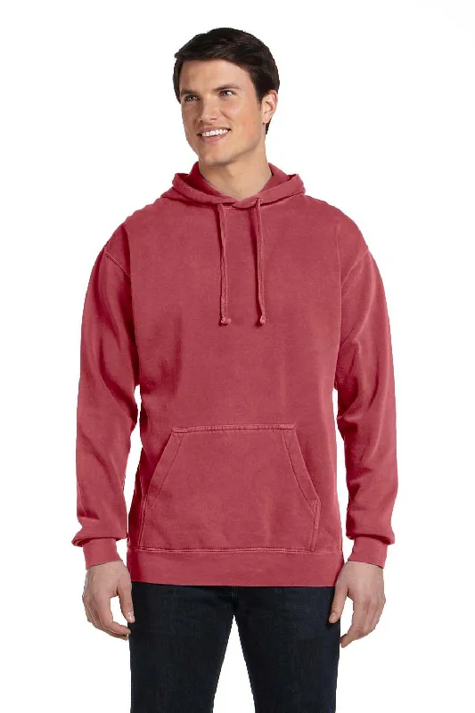 Comfort Colors Mens Hooded Sweatshirt Hoodie w/ Pouch Pocket - Crimson Red