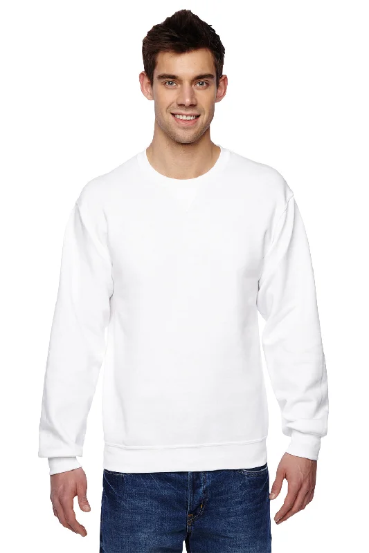 Fruit Of The Loom Mens Softspun Fleece Crewneck Sweatshirt - White - Closeout