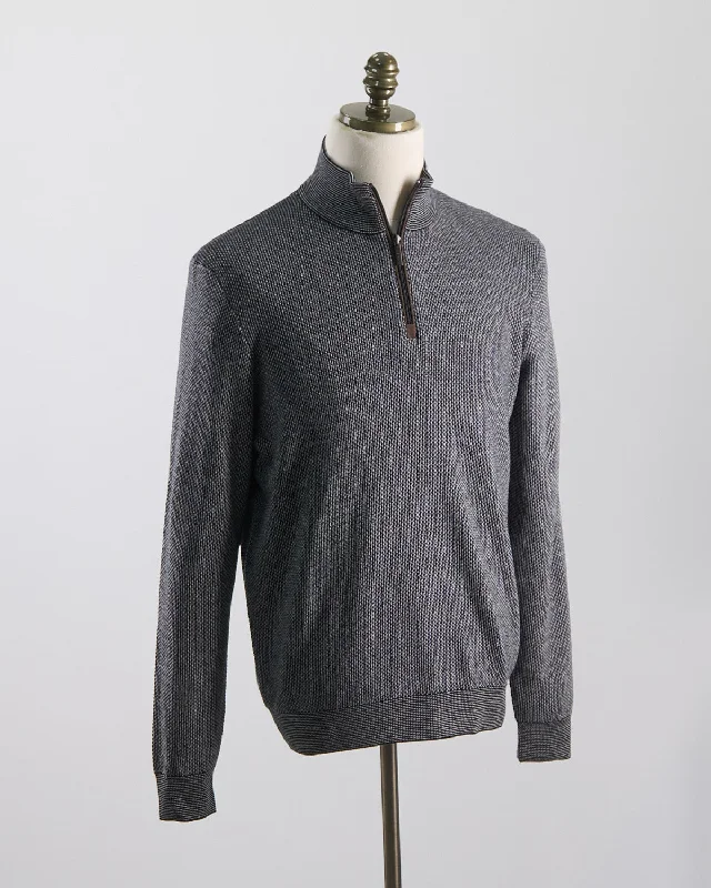 All Season Cotton Piqué Quarter Zip Sweater