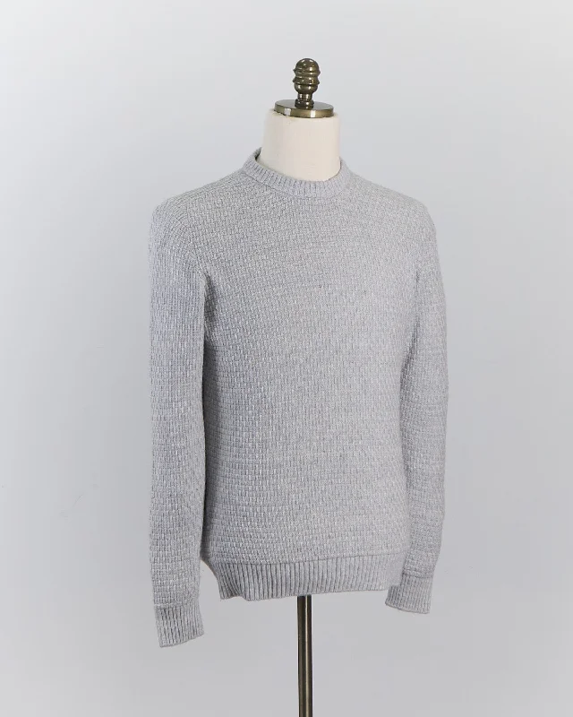 Cashmere & Linen Blend Half Basket Classic Crewneck Sweater